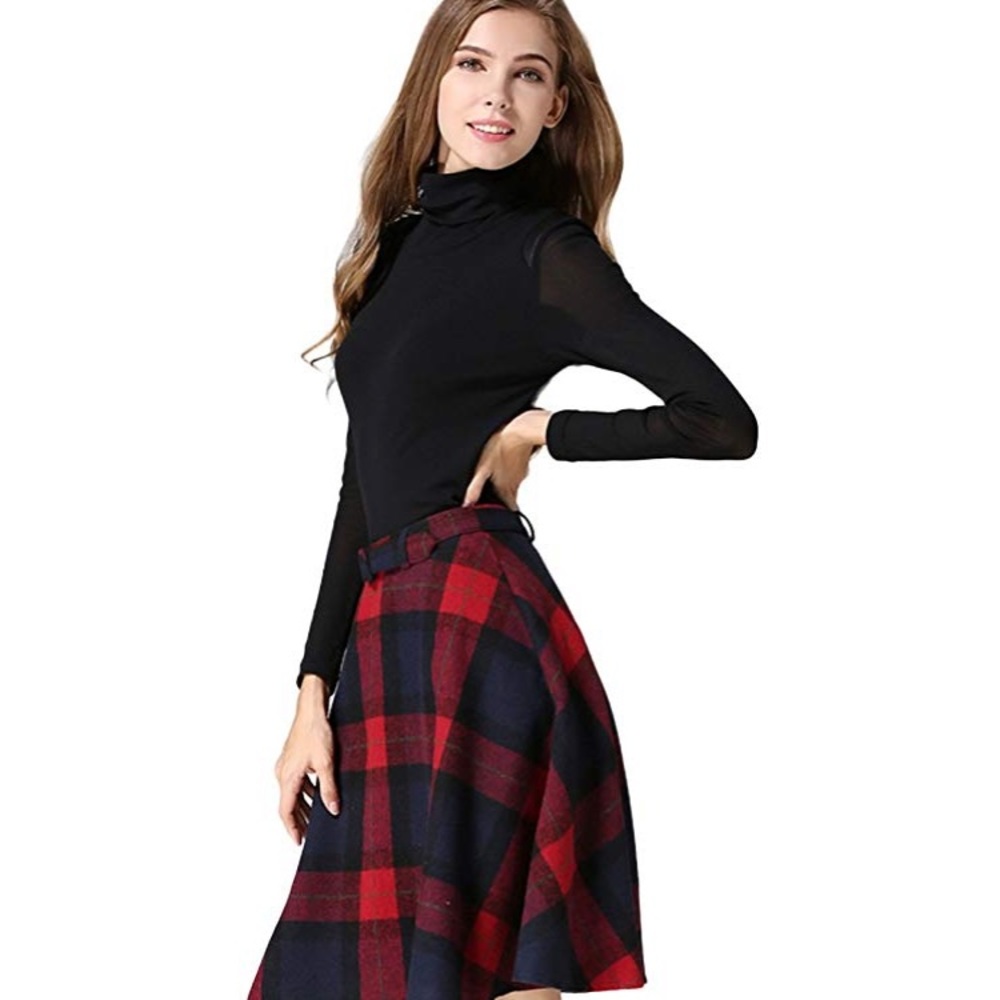 Tanming Wool Plaid Skirt NWT